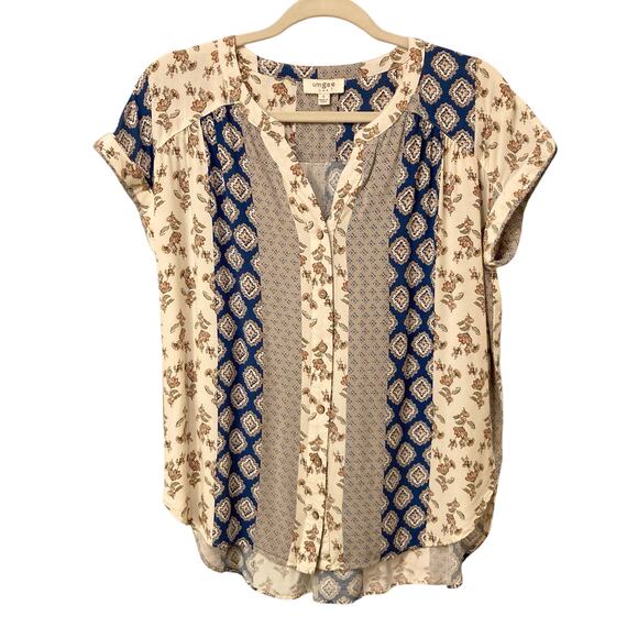 Umgee Tops - Umgee USA Women's Patterned Button-Up Short-Sleeve Bohemian Top Size Small EUC